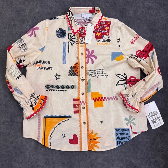 NWT Women NEVER FULLY DRESSED Cream Poema Geanie embroidered frill cuff shirt - Picture 4 of 8